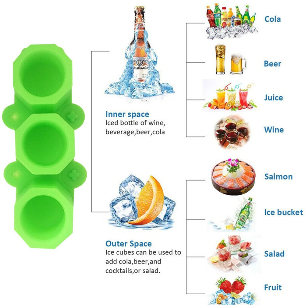 Cocktails 3 Cavities Food Grade Kitchen Juice Heat Resistant Whiskey Silicone Mold Home Ice Tray Small Tools DIY Round