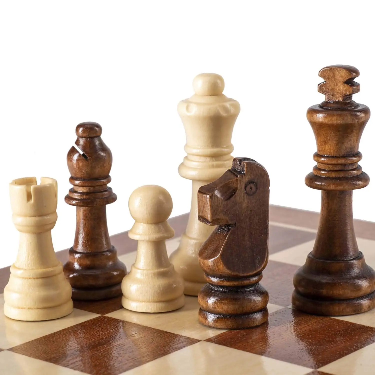 Wooden Chess Pieces Only Staunton Style Wood Chessmen Storage Bag - Gift Packed Box Tournament Game Pawns For | Спорт и развлечения