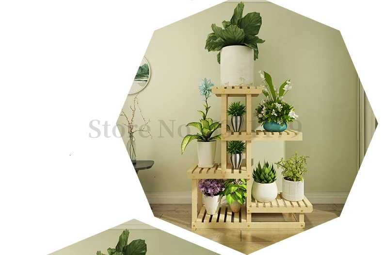 Landing Type Flower Airs Indoor Multi-storey Balcony Solid Wood Shelf Chlorophytum Flowerpot