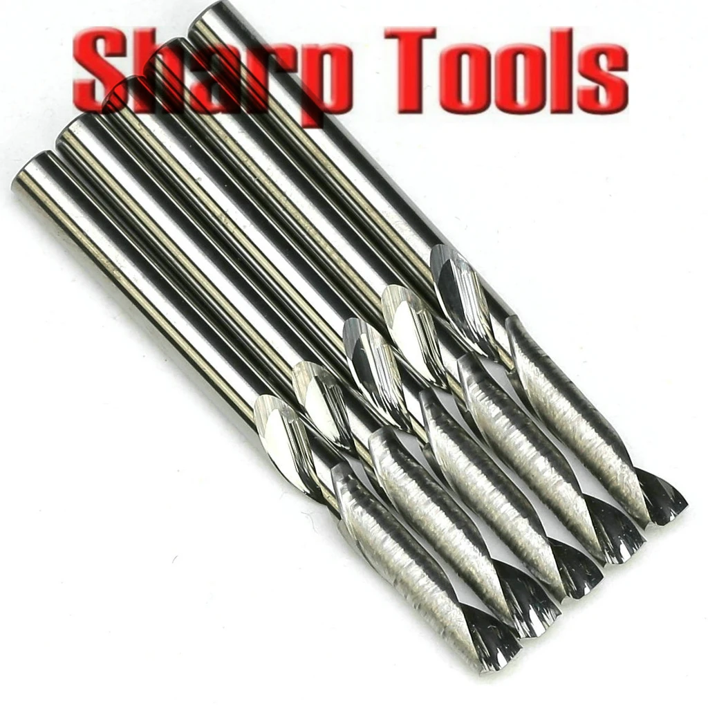 2mm x 6 Spiral 1 Flute Tools Solid Carbide Cutter CNC Cutters Up Cut PVC Carve 