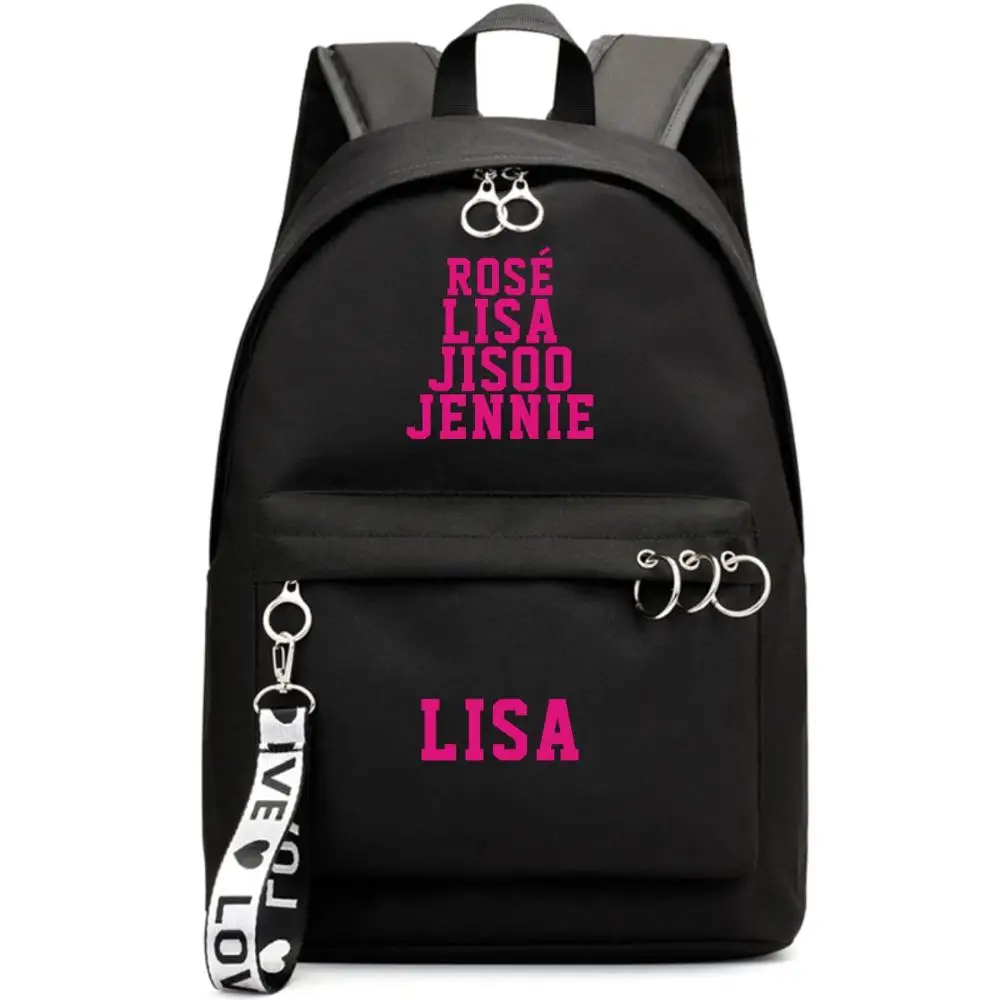 Style 29 Blackpink вентиляторы черный розовый рюкзак школьный книги сумки Mochila дорожные сумки ноутбук кольцо с изображением ленты рюкзак в форме круга розовый черный - Цвет: Style 29