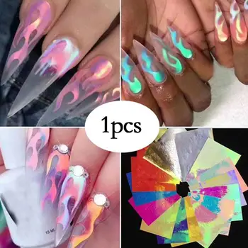 

1pcs Nail Flame Sticker Candy Color Nail Adhesive Sticker Sticky Nail Sticker