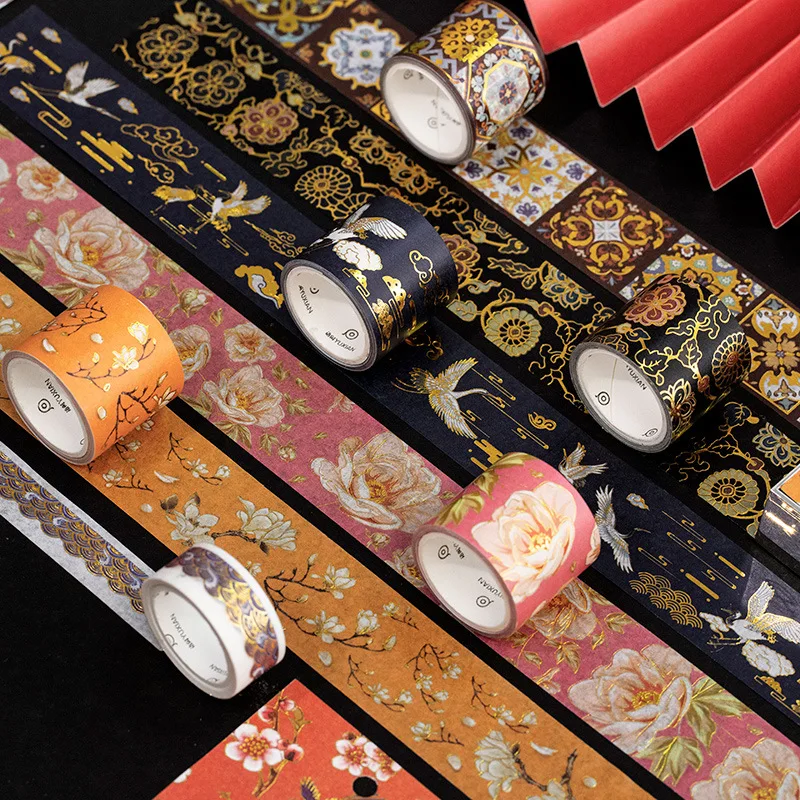 

2 Pcs/pack Best Wishes Gold Crane Foil Washi Tape Set Scrapbooking Decorative Adhesive Tapes Paper Japanese Stationery