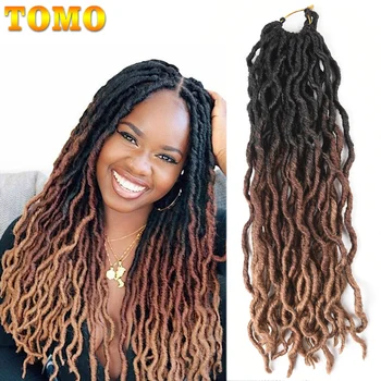 

TOMO Ombre Faux Locs Curly Crochet Hair for Women 24Strands Blond Crochet Braids Goddess Locs 18Inch Synthetic Braiding Hair