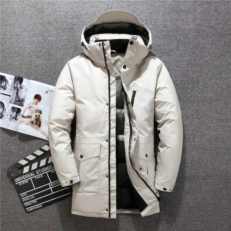 Новое поступление, мужская куртка на утином пуху, осенне-зимнее теплое пальто с капюшоном, Мужская Сверхлегкая куртка на утином пуху, ветрозащитная парка 9819 - Цвет: Белый
