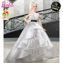Барби 60-летие черный лейбл празднование кукла Коллекционное издание Набор Серебряное платье FXD88 девочка подарок на день рождения игрушка