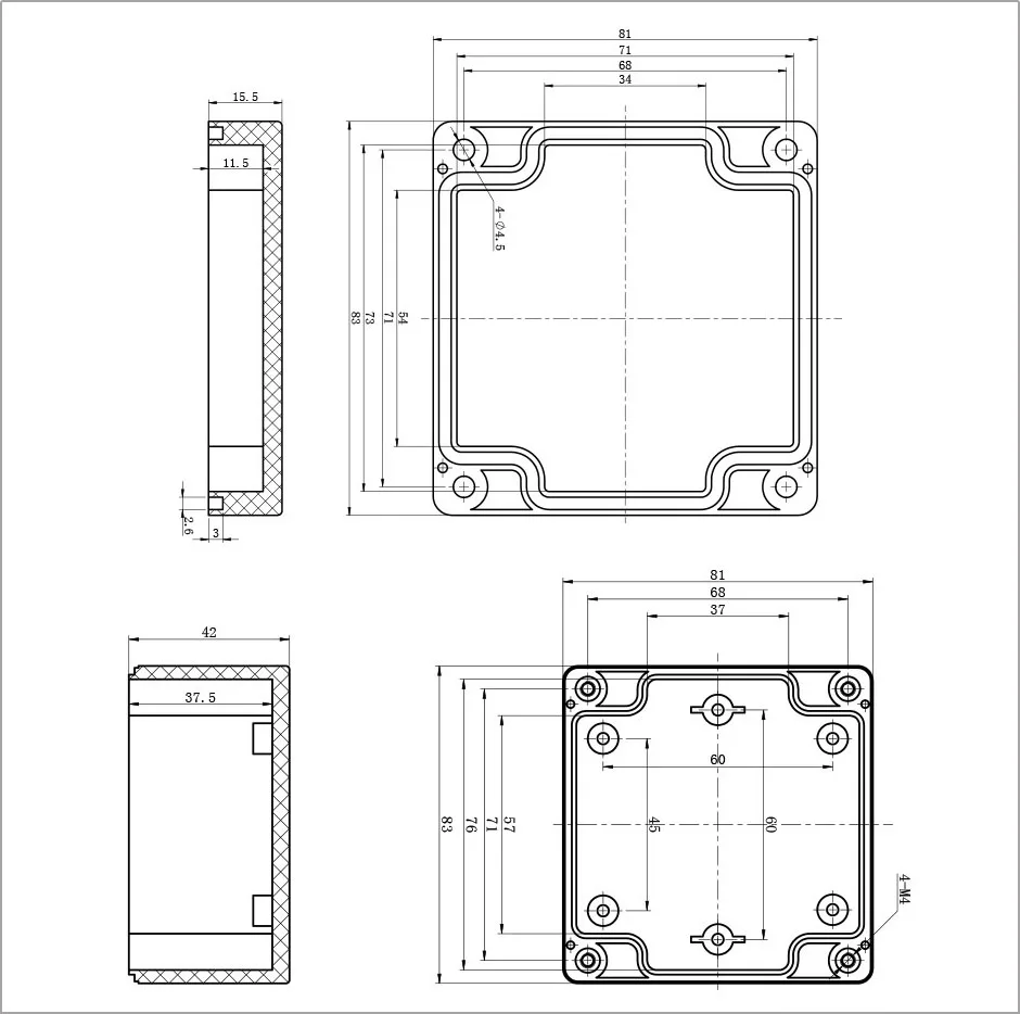 83x81x56 мм водонепроницаемый и пылезащитный прозрачный чехол IP65 пластиковый опломбированный, электрический распределительный ящик