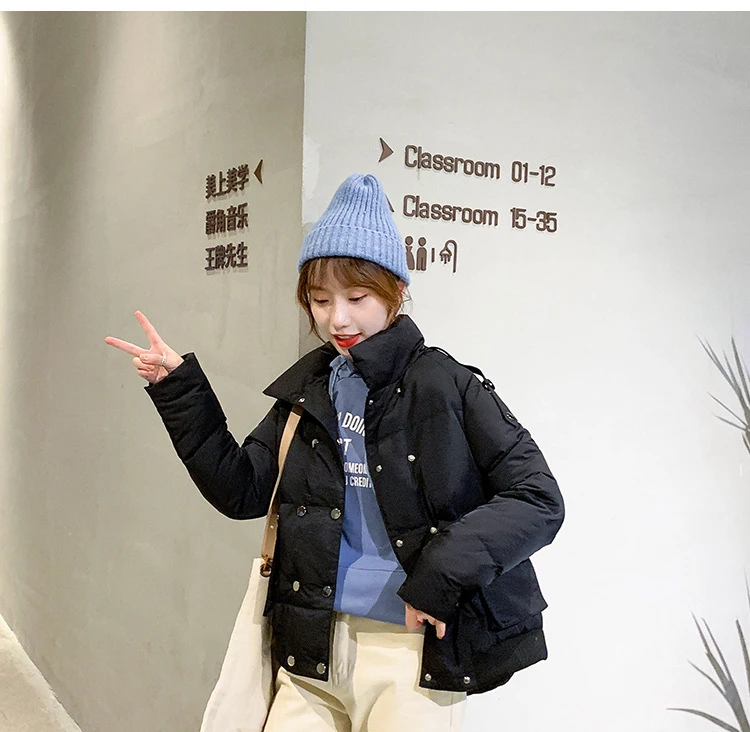 Женское зимнее черное короткое пальто, куртка Harajuku, уличная одежда, корейская мода, парки, одежда для женщин, ветровка xxl