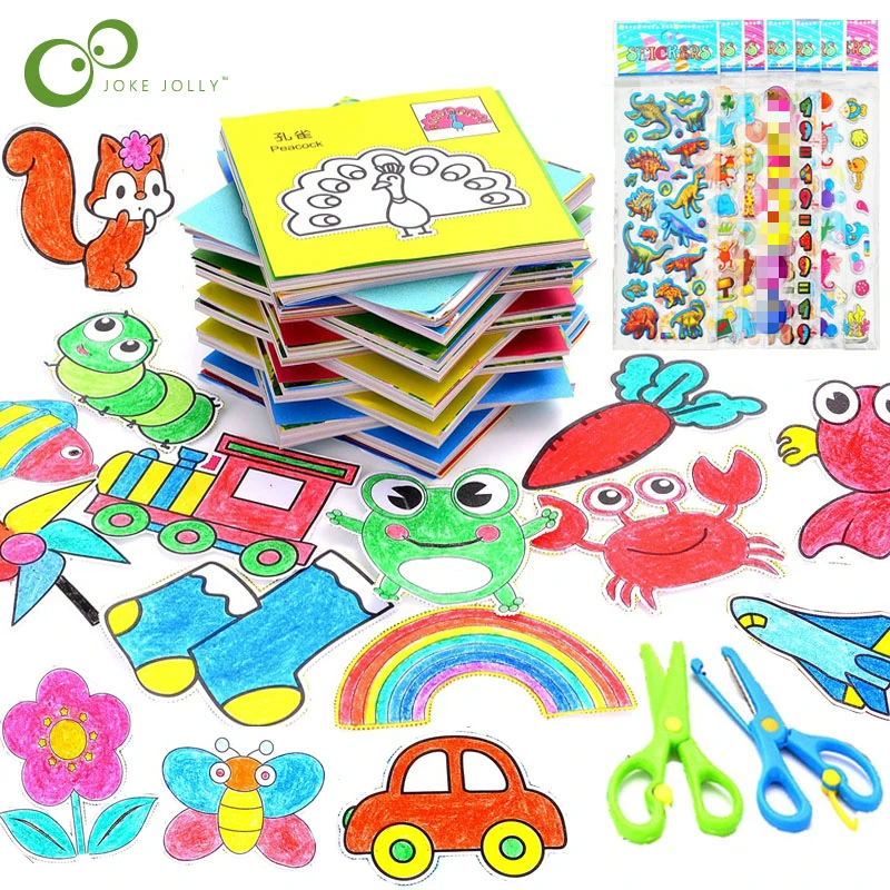 Toy Craft Diy Learning-Education Kids Stickers-Toys Color-Paper Cutting Gift Folding