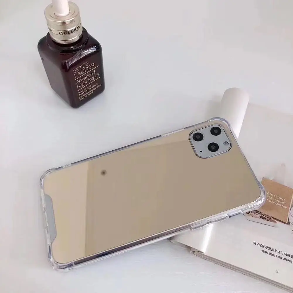 100 шт роскошный зеркальный чехол для макияжа для iPhone 11 Pro Max X XS Max XR 6 6S 7 8 Plus угловой противоударный мягкий ТПУ чехол для задней панели телефона