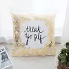Golden Love Leaves Bronzing Cushion Decorative Pillow Black And White Velvet Pillowcase Home Decor Sofa Throw Pillows 17*17inch 4