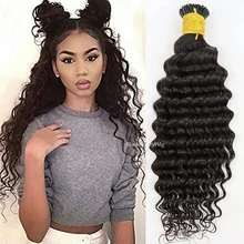 

Microlink Curly I Tip Human Hair Extension Pre Bonded Deep Wave Malaysian Remy Stick I Tip Hair Micro Beads 100g 100strands