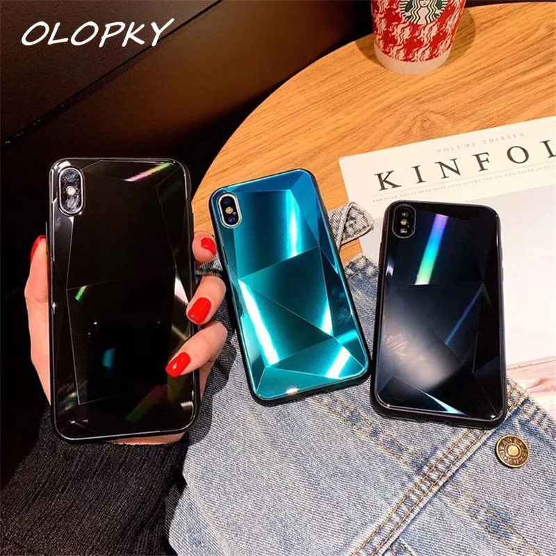 Simple glass surface Laser pure color Reflectiv backside Full back cover For iPhone 11 11Pro Max XS XR 7 8 6 6S Plus Case |