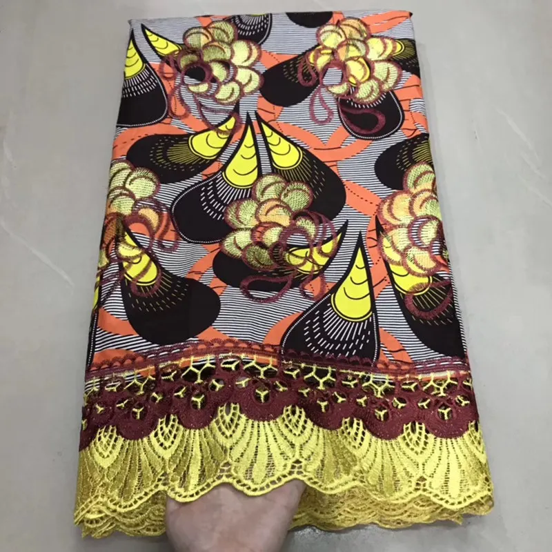 H& Q африканская восковая кружевная ткань высокого качества кружевная дизайнерская восковая печатная ткань со шнуром кружева 6 ярдов/шт нигерийское гипюровое восковое кружево - Цвет: 12