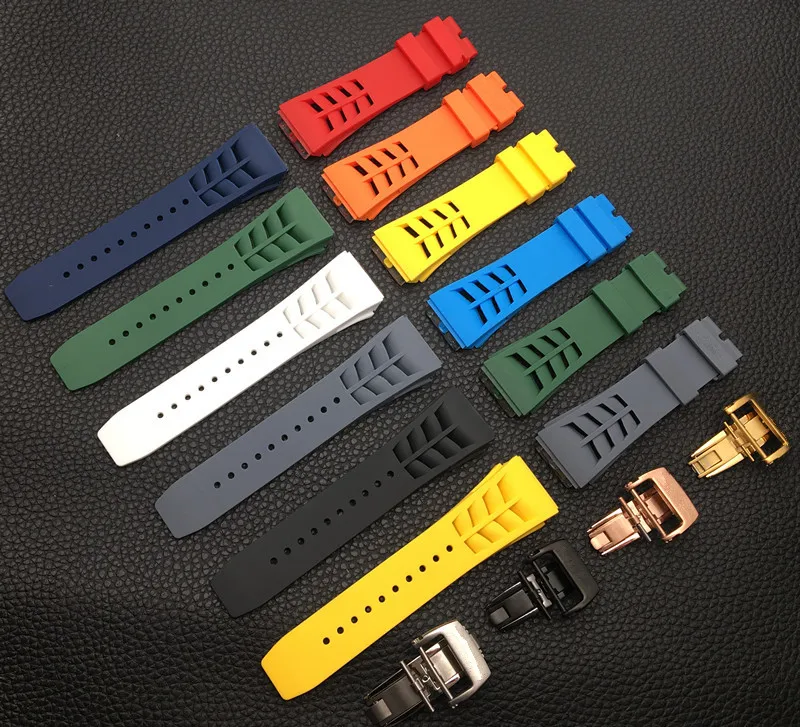 

Original quality Imported Nature colorful Silicone Rubber 20mm Watchband For Richard Watch Mille Strap band butterfly buckle