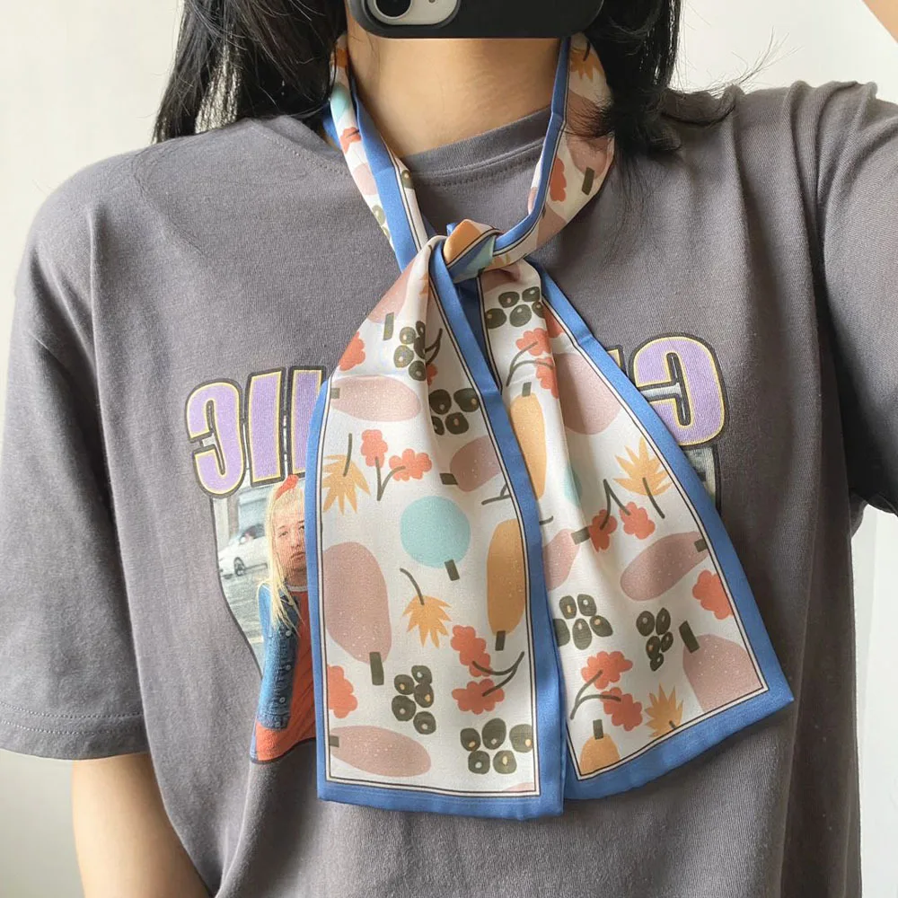 

2020 New women's silk scarf fashion Color Block printed bandana lady square scarves soft bags SCARF shawl