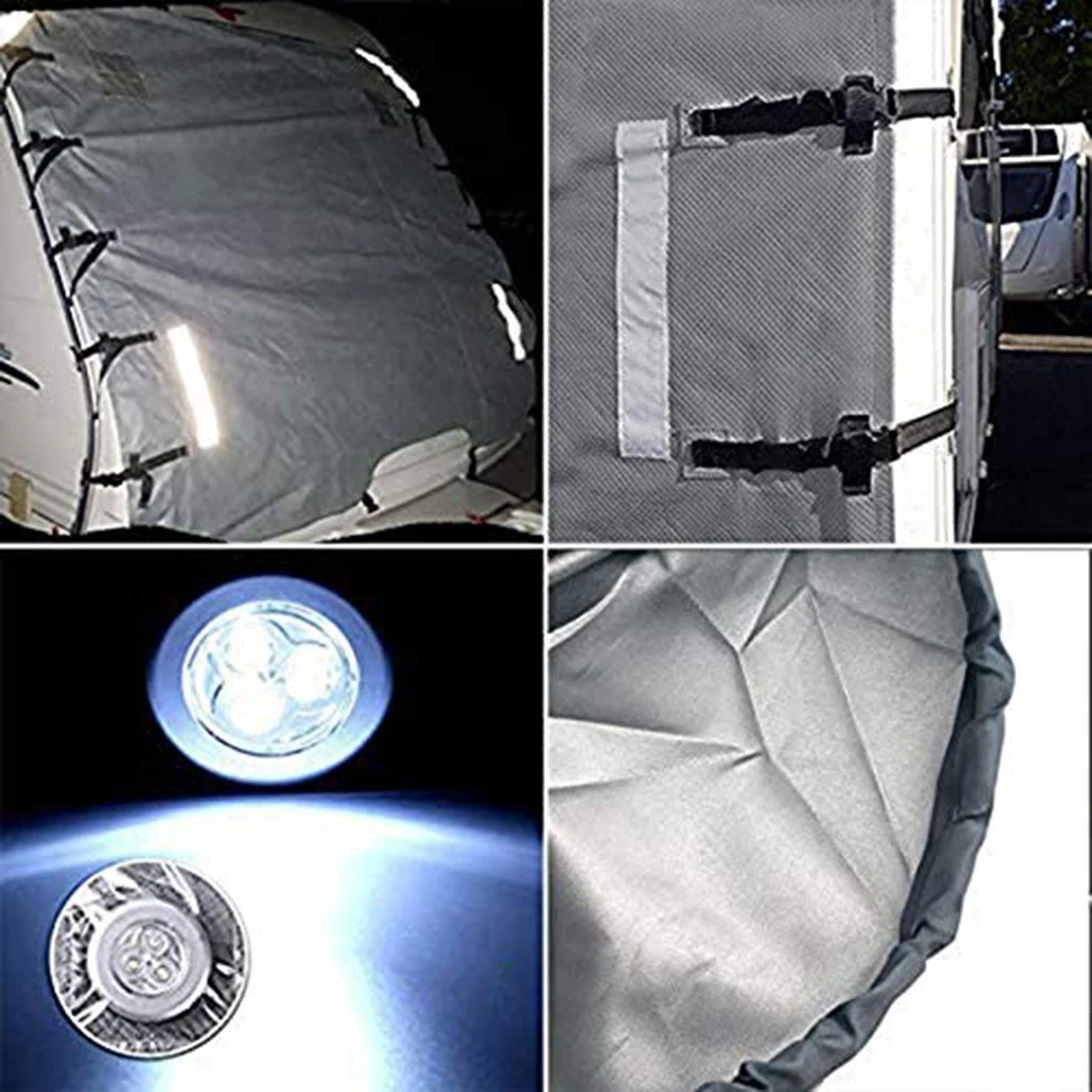 4Ply Breathable Oxford Cloth Caravan Front Towing Cover Protector w/ 2 LED light