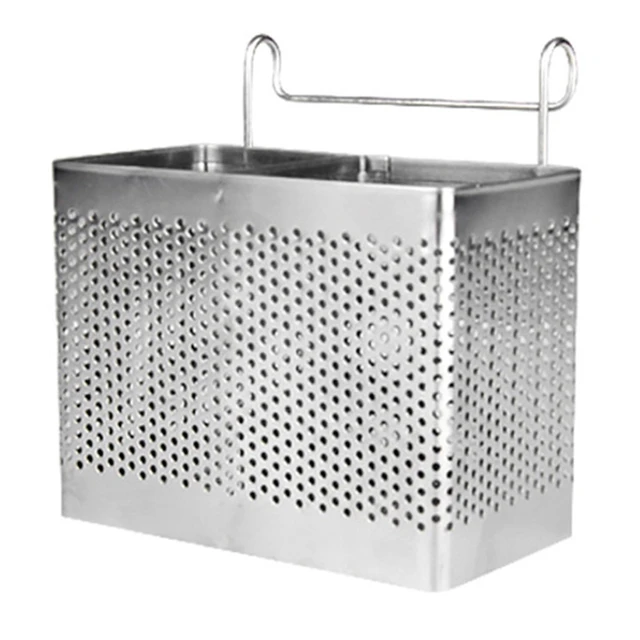 Stainless Steel Chopsticks Holder Hanging Cutlery Drying Basket Tableware Drainer with Hooks Kitchen Utensil 2