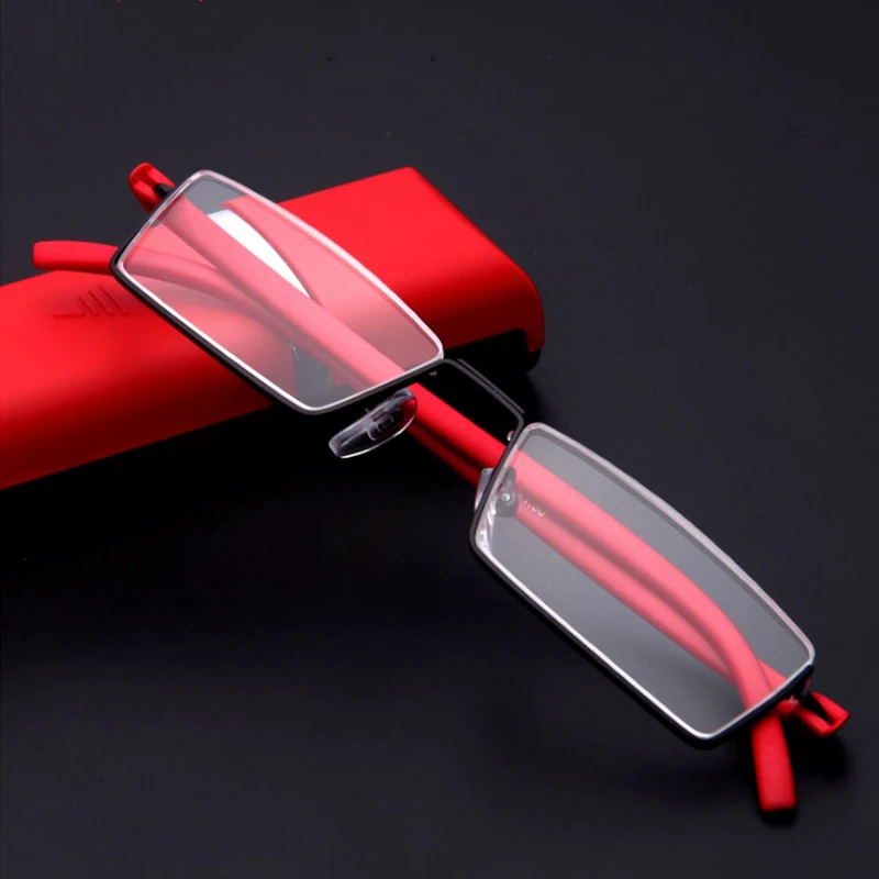 

TR90 Half-frame Reading Glasses With Case Ultra-light Elegant Eyeglasses Anti-fatigue Computer Prescription Glasses +100 +150