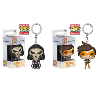 

FUNKO POP Anime OW Heroes Figure Over game TRACER/REAPER Keychain PVC action Figure Collection Toys for children with box