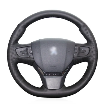 

Hand-stitched Black Artificial Leather Antu-slip Soft Comfortable Car Steering Wheel Cover for Peugeot 408 2014 2015