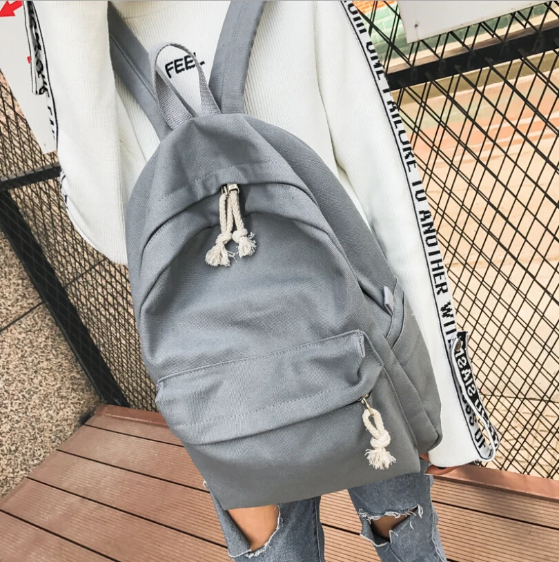 Mochila escolar de lona para hombre y mujer, morral escolar en color negro  y gris para ordenador portátil adolescentes y niñas, 2020|Mochilas| -  AliExpress