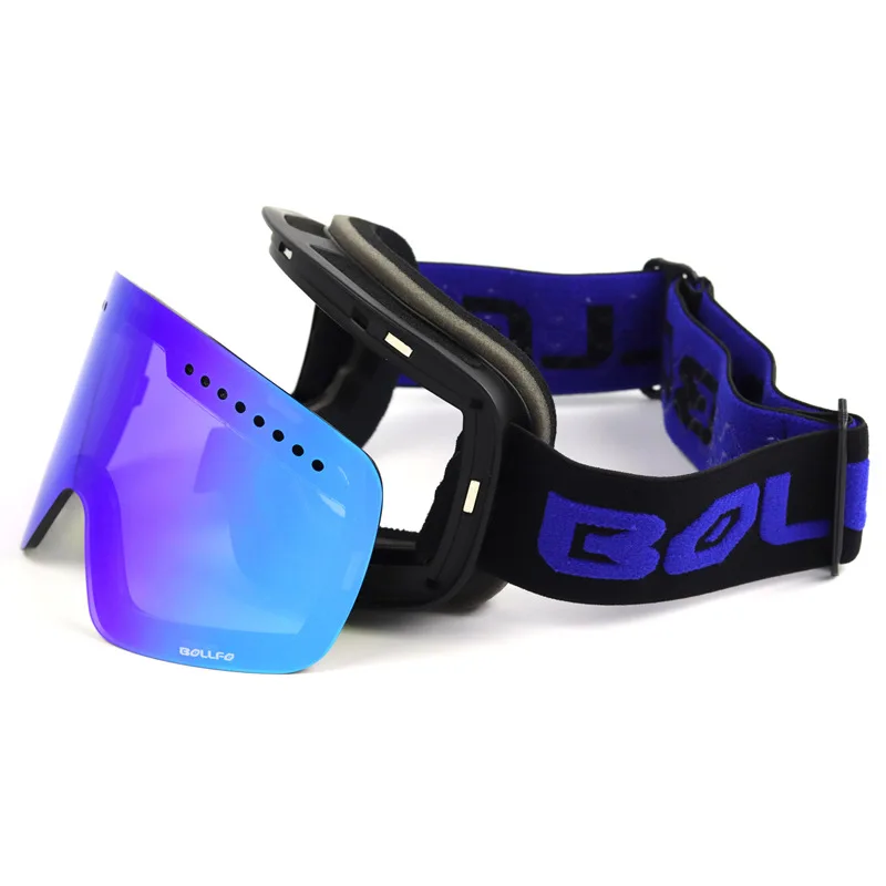 

BOLLFO cylindrical magnet ski glasses double layer anti fog ski goggles can block myopia glasses