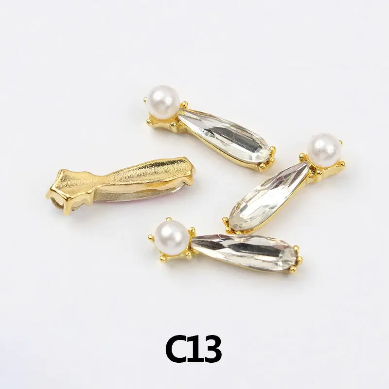 C13 30 kinds style crystal strass nail art stones alloy 3d decor sparkle nail charms rhinestones for designer jewelry accessories - Цвет: C13