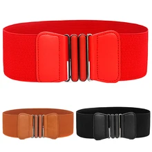 Female Ladies Buckle Wide Stretch Waistband Elastic Corset Waist Belt New