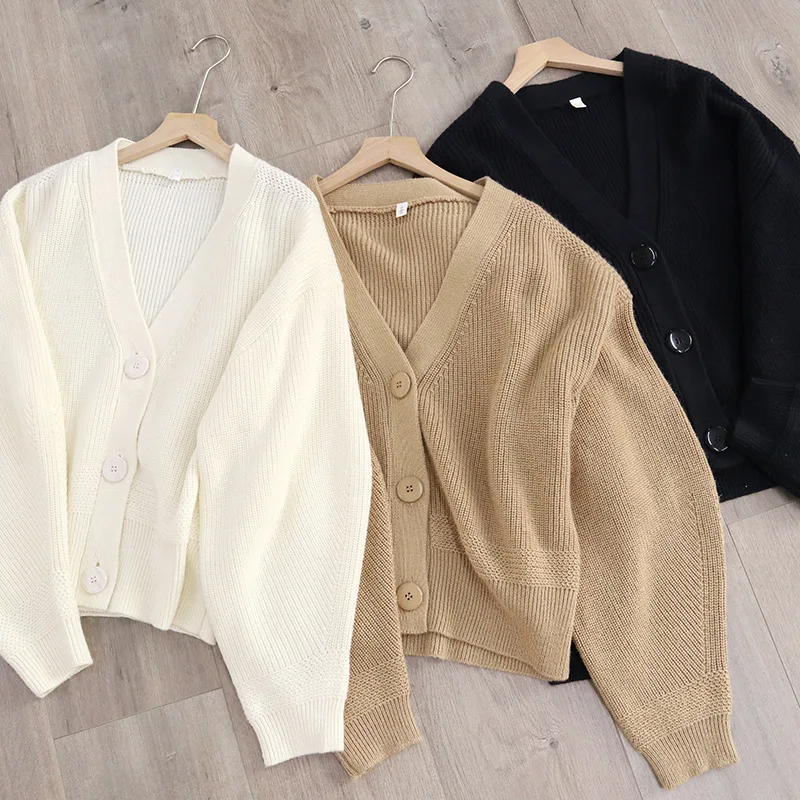 Lantern Sleeve Women's Sweater V-neck Single