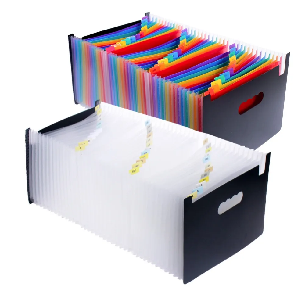 High Capacity Expanding Document Filing Folder Plastic Expandable Portable Concertina Files Folders Storage for Home/Office with Handle/Colored Labels 25 Pockets A4 Accordion File Organiser 