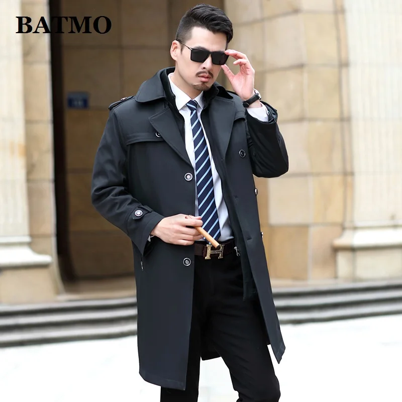 BATMO, Новое поступление, зима и осень, высокое качество, шерсть, утолщенный Тренч для мужчин, мужские длинные шерстяные куртки, большие размеры, S-XXXL