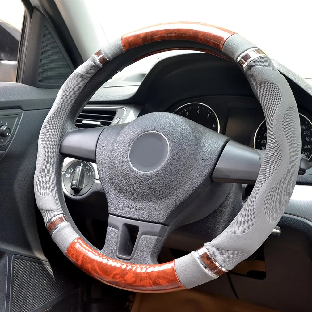 38 см Универсальный Авто Кожаный руль покрытие для интерьера автомобильные чехлы нескользящий держатель протектор