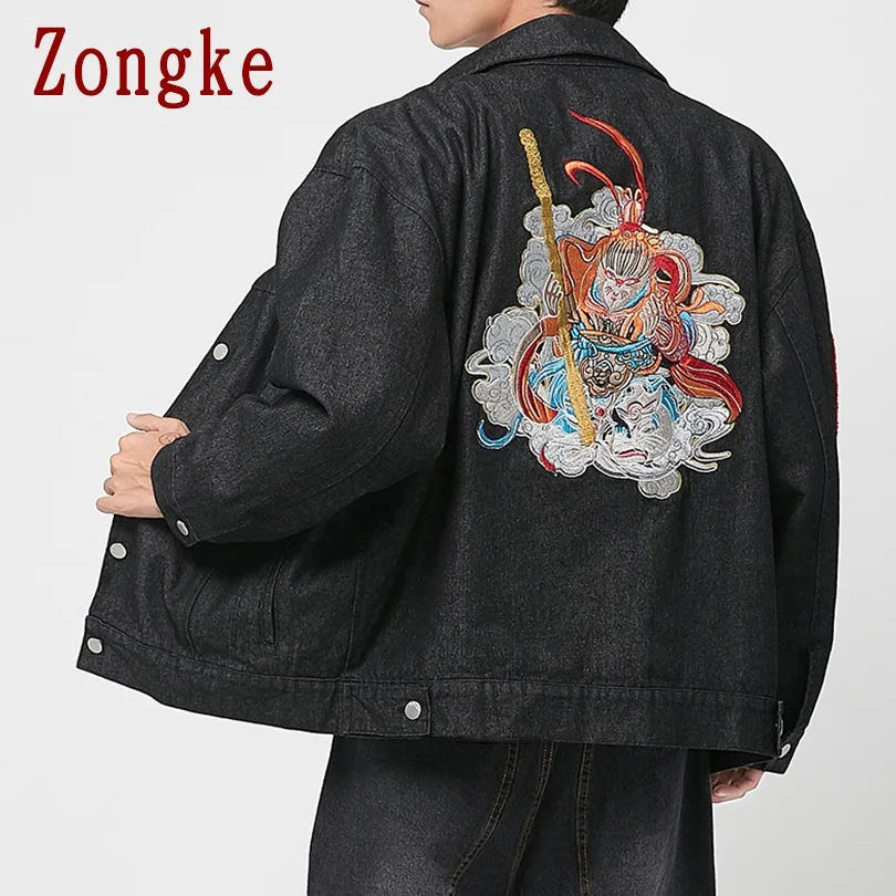 Zongke/однотонная Вельветовая мужская уличная куртка-бомбер в китайском стиле, мужская одежда в стиле хип-хоп, мужская куртка, пальто, 5XL, новинка весны