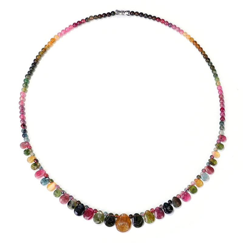 Handmade Tourmaline Natural Stone Choker Necklace With Raindrop Pendant Princess Necklace For Women Birthday Gift Jewelry