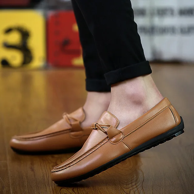 Matte leather Peas Shoes Men Flats 