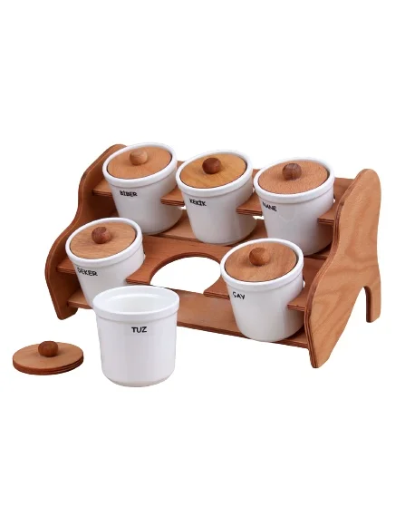 

Sampurchase Wooden Standing Ceramic Sextet Spice
