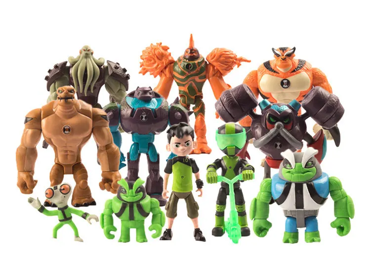 Черный Ben 10 Ben 9 шт./компл. ПВХ Действие Tennyson серый материя Heatblast Humongousaur Rath Vilgax ПВХ действия детские игрушечные фигурки подарки - Цвет: Черный