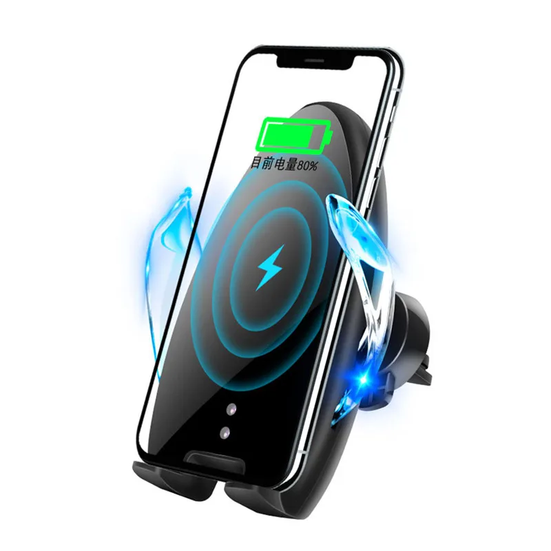 Fast Charging Wireless Car Charger Infrared Smart Sensor Car Phone Charger Phone Holder Air Outlet+Suction Cup Mount For IPhone