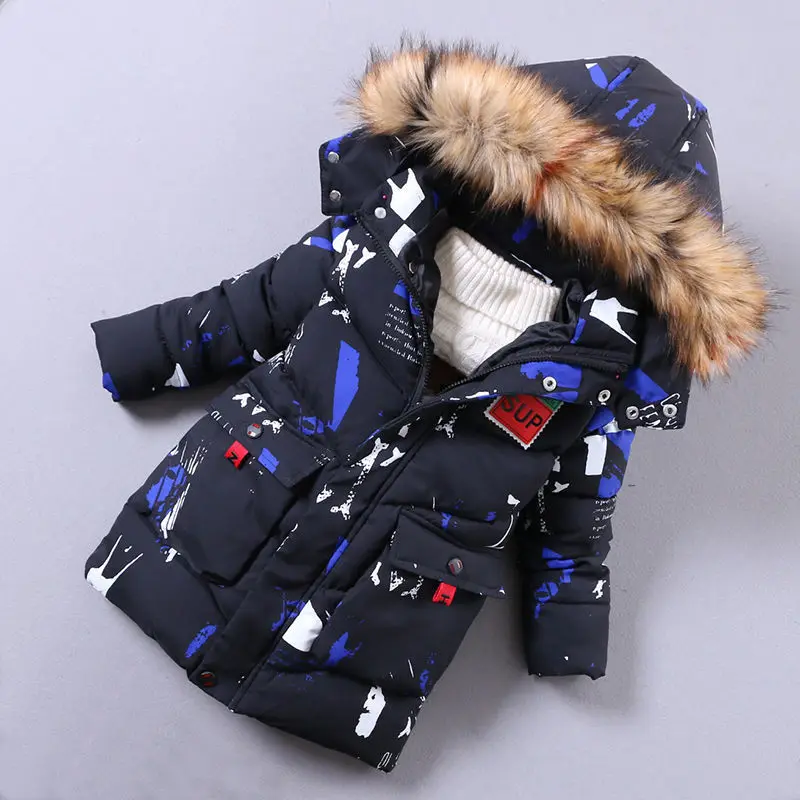 

Warm Winter Down Cotton Hooded Coat Thicken Outerwear Kids Parka 2019 Children Boys Clothing Jacket 4-9Y