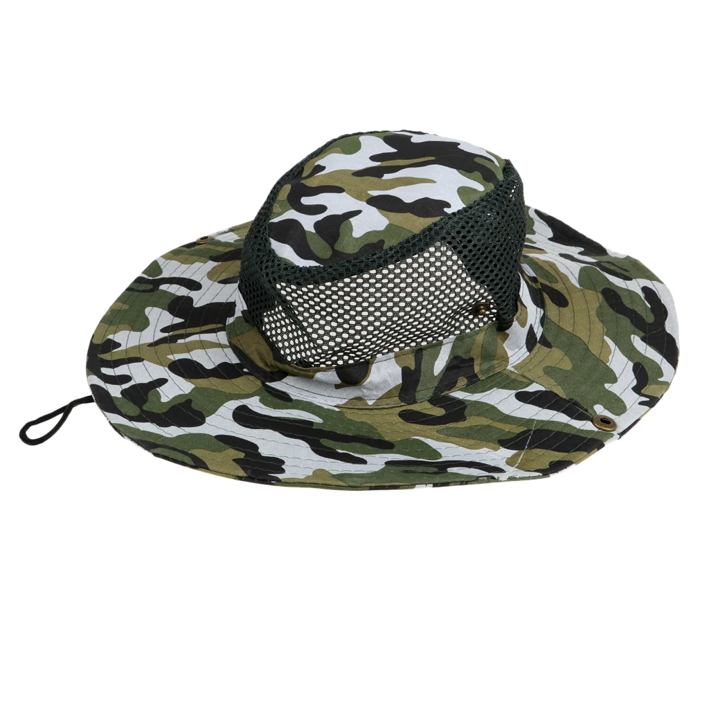 Summer Boonie Mesh Bucket Safari String Hap Cap Men Women Fishing Beach Outdoor Camping Hiking Hat