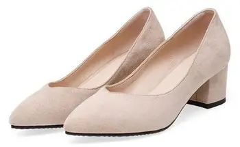 

YEELOCA 2020 Women Shoes Square Chunky High m002 Heels Pumps Faux Suede Slip On Ladies Shoes Big Size ZX0221