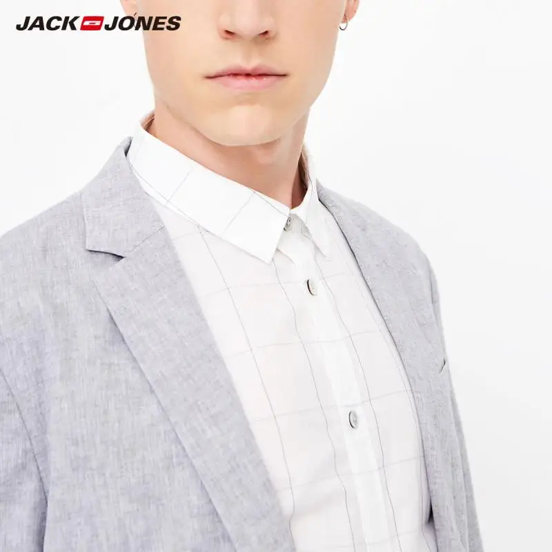 JackJones мужской осенний деловой Повседневный тонкий пиджак из хлопка и льна 218308506