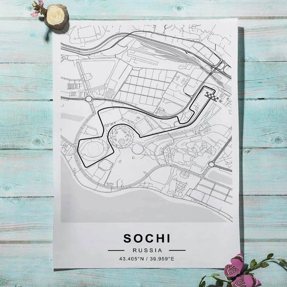 Formula One Circuit Map F1 Nordic Poster Monaco SOCHI Race Track Wall Art Prints Canvas Painting Decor Pictures For Living Room