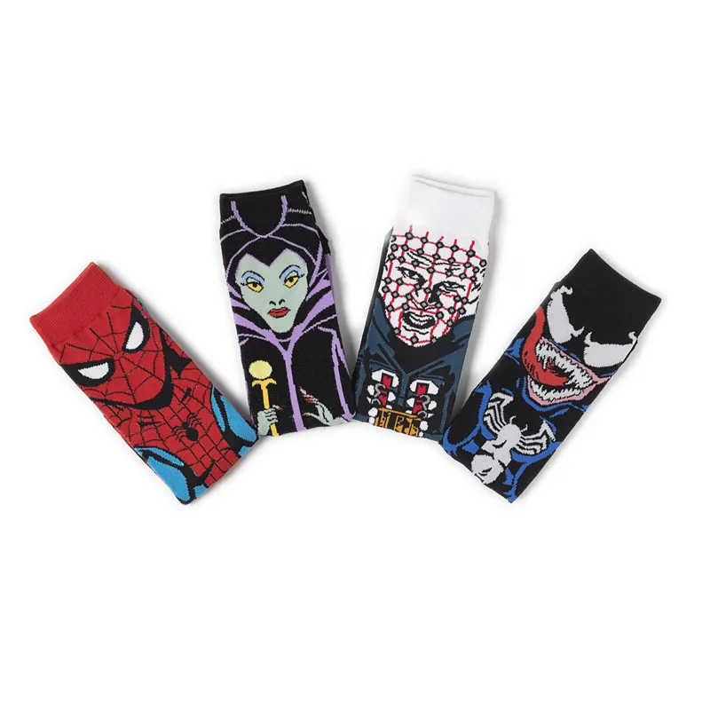 Удобные хлопковые носки для мужчин с героями мультфильма «Веном Марвел», «супергерой», «Человек-паук», дышащие спортивные носки, calcetines hombre