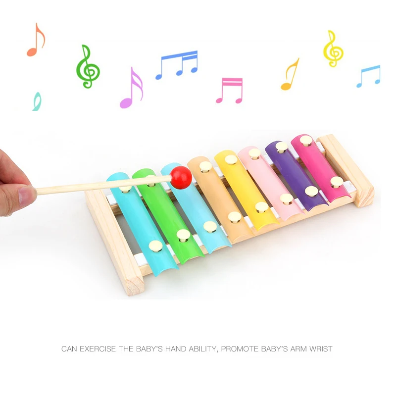 Красочные Детские деревянные игрушки дети Металл ксилофон Glockenspiel музыкальный инструмент Обучающие игрушки; лучший подарок дропшиппинг