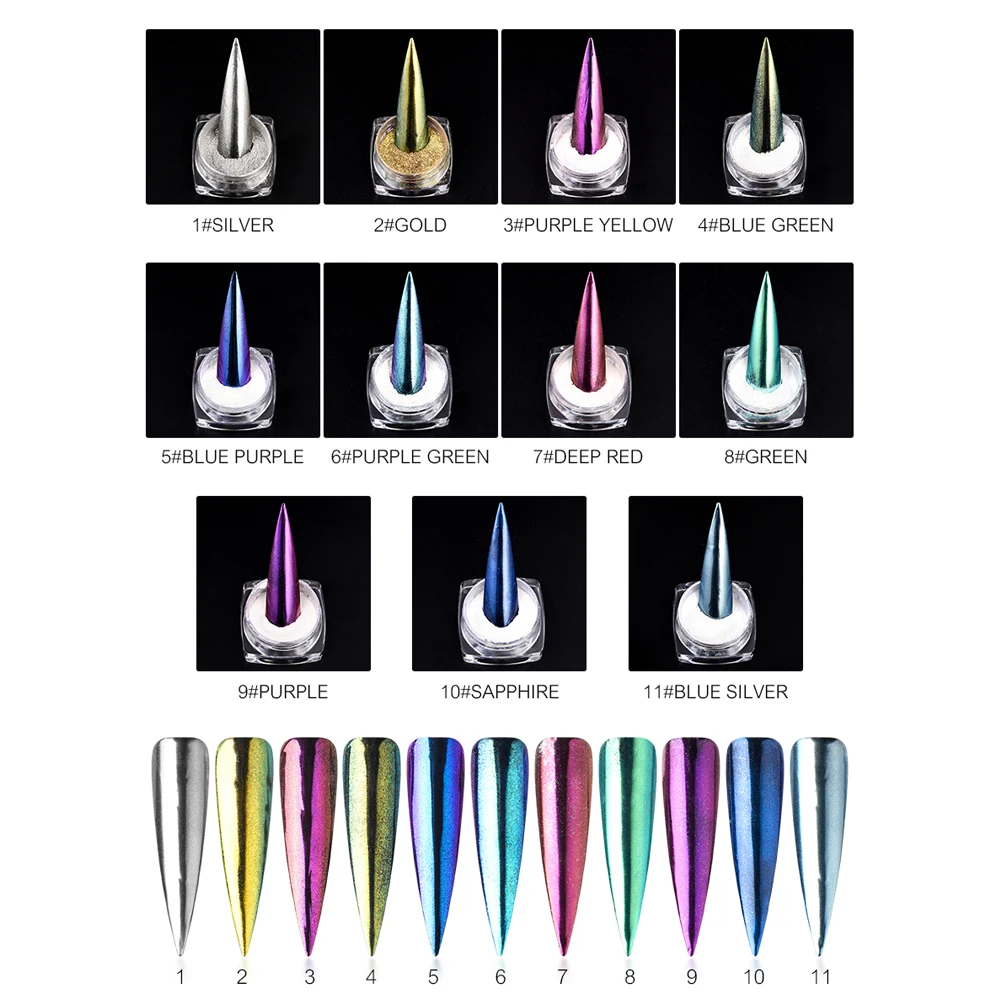 KADS 1g/Box Gold Sliver Nail Glitter Powder Mirror Shining Nail Art DIY Chrome Pigment Glitters Chrome Pigment Powder Dust Nails
