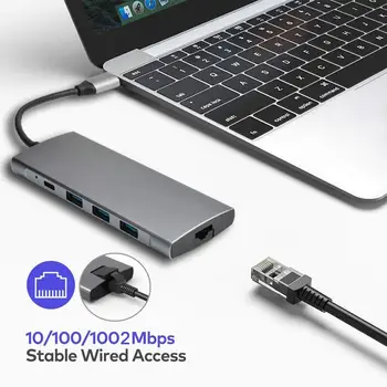 

9 In 1 USB C Hub Multi-port Type C Hub Gigabit Ethernet Ultra-high Speed Data Synchronization USB C-type Hub