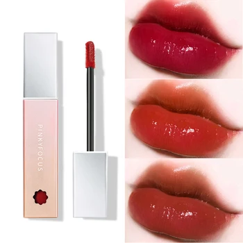 

Pinkyfocus moisturizing lip gloss mirror effect sexy red pumpkin smooth lip cream long lasting waterproof liquid lipstick PD115