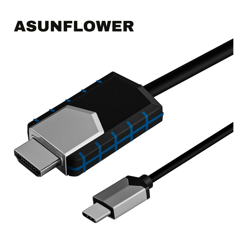 Кабель HDMI Asunflower type-C-4 K 2,2 м для HUAWEI Matebook 4K ультра прозрачный кабель HDMI для samsung Galaxy S10 S9 S8 Plus Note 8 9